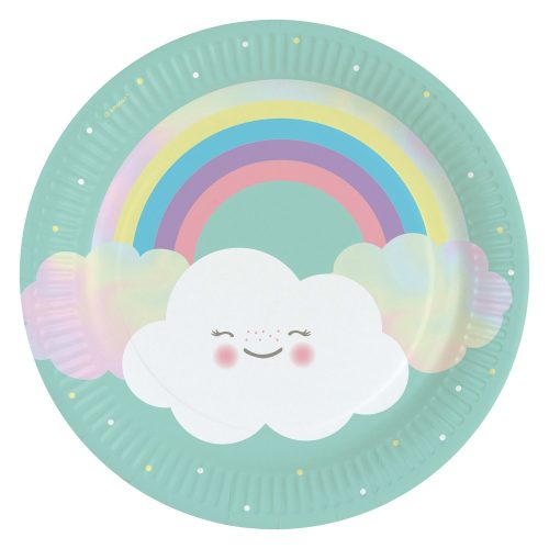 Rainbow and Cloud papírtányér 8 db-os 23 cm