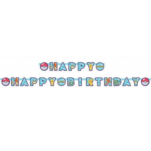 Pokémon Initial Happy Birthday felirat 200 cm