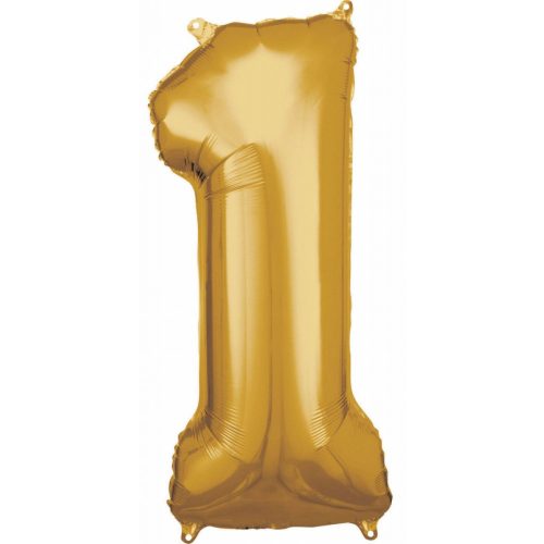 Gold, Arany óriás 1-es szám fólia lufi 83*38 cm