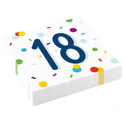 Happy Birthday 18 Confetti szalvéta 20 db-os 33x33 cm