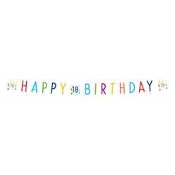 Konfettis Colorful Happy Birthday 18 felirat 180 cm