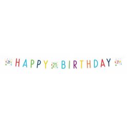 Konfettis Colorful Happy Birthday 21 felirat 180 cm