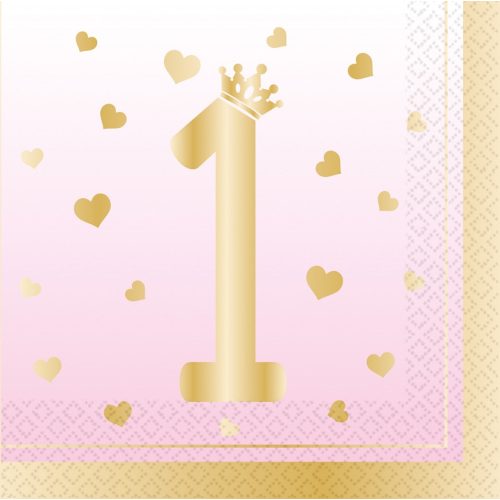 Első születésnap Pink Ombre szalvéta 16 db-os 33x33 cm
