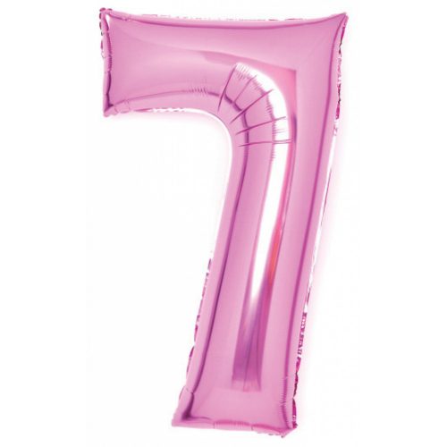 Pink, Rózsaszín 7-es szám fólia lufi 66 cm
