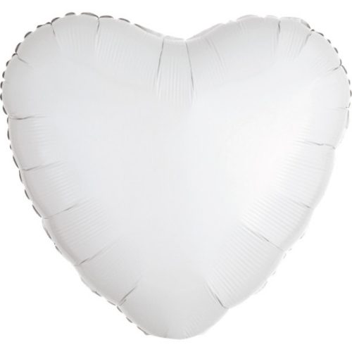 Metallic White szív fólia lufi 43 cm