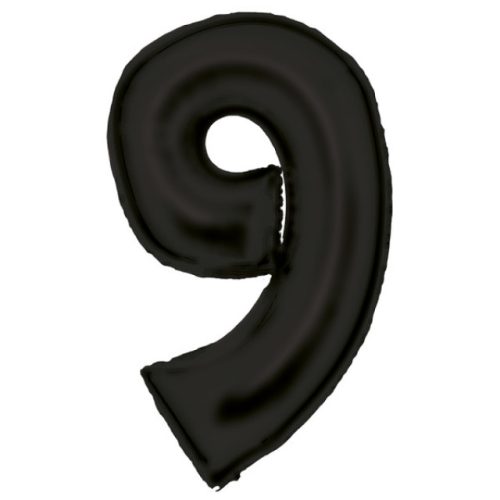 Lustre Black, Fekete 9-es szám fólia lufi 86 cm