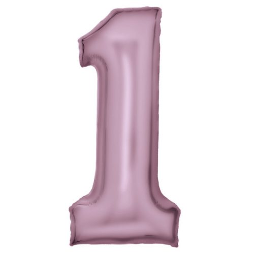 Lustre Pastel Pink, Rózsaszín 1-es szám fólia lufi 86 cm
