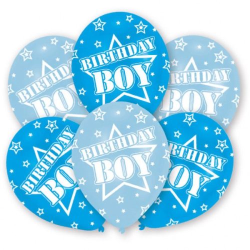 Happy Birthday Boy léggömb, lufi 6 db-os 11 inch (27,5 cm)
