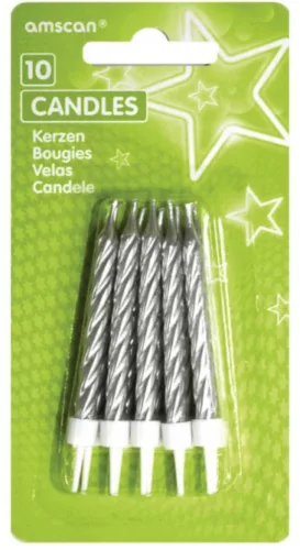 Ezüst Silver Dark tortagyertya, gyertya szett 10 db-os