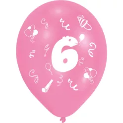   Happy Birthday 6 Ribbon léggömb, lufi 8 db-os 10 inch (25,4cm)