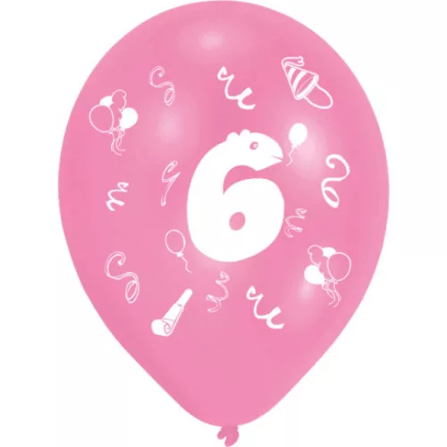 Happy Birthday 6 Ribbon léggömb, lufi 8 db-os 10 inch (25,4cm)