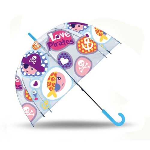 Kalóz Love gyerek átlátszó félautomata esernyő Ø70 cm