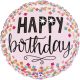 Happy Birthday Pink Confetti mini fólia lufi 19 cm (WP)