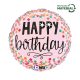 Happy Birthday Pink Confetti fólia lufi 46 cm