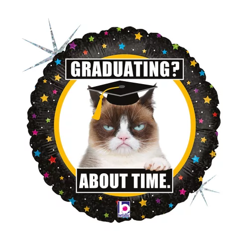 Grumpy Cat Gradution Holo fólia lufi 46 cm