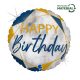 Happy Birthday Glitter Marble Blue fólia lufi 46 cm