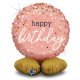 Happy Birthday Rose Gold fólia lufi talppal 41 cm