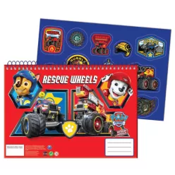   Mancs Őrjárat Rescue Wheels A/4 spirál vázlatfüzet 40 lapos matricával