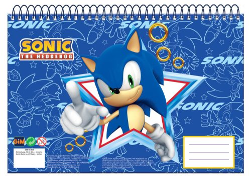 Sonic a sündisznó Rush A/4 spirál vázlatfüzet, 30 lapos