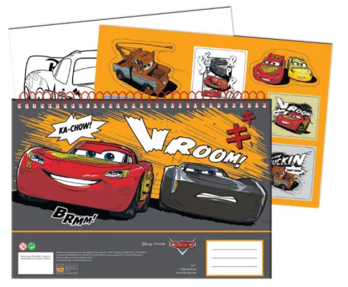 Disney Verdák Vroom A/4 spirál vázlatfüzet 40 lapos matricával