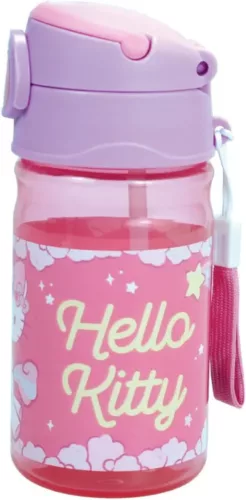Hello Kitty Unicorn műanyag szívószálas kulacs akasztóval 350 ml