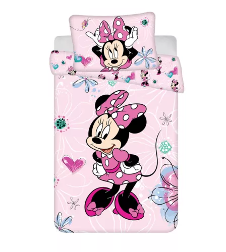 Disney Minnie Flowers gyerek, ovis ágyneműhuzat 100×135cm, 40×60 cm