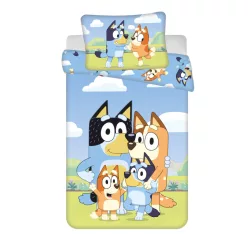   Bluey Happy Family gyerek, ovis ágyneműhuzat 100×135cm, 40×60 cm