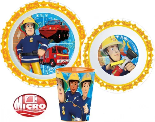 Sam a tűzoltó Rescue Mission étkészlet, micro műanyag szett, pohárral 260 ml