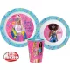 Barbie Stylish étkészlet, micro műanyag szett, pohárral 260 ml