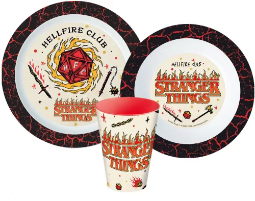 Stranger Things Upside Down étkészlet, micro műanyag szett, pohárral 260 ml