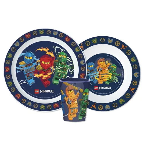 Lego Ninjago Elemental étkészlet, micro műanyag szett, pohárral 260 ml