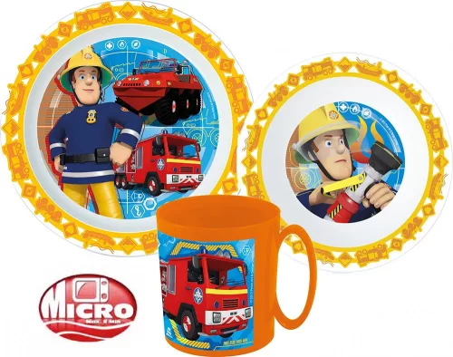 Sam a tűzoltó Rescue Mission étkészlet, micro műanyag szett bögrével 350 ml