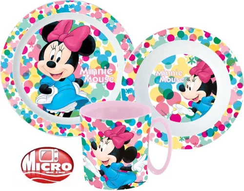 Disney Minnie Feel Good étkészlet, micro műanyag szett bögrével 350 ml