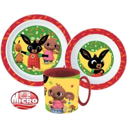   Bing Happy Bunny étkészlet, micro műanyag szett bögrével 390 ml 