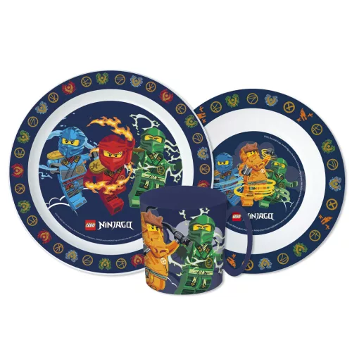 Lego Ninjago Elemental étkészlet, micro műanyag szett bögrével 390 ml 