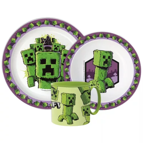 Minecraft The Movie étkészlet, micro műanyag szett bögrével 390 ml 