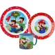 Super Mario Mushroom Kingdom étkészlet, micro műanyag szett bögrével 265 ml