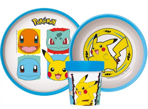 Pokémon Original Team csúszásmentes étkészlet, micro műanyag szett