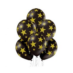   Black Star, Csillagos léggömb, lufi szett 6 db-os 30 cm (12 inch)