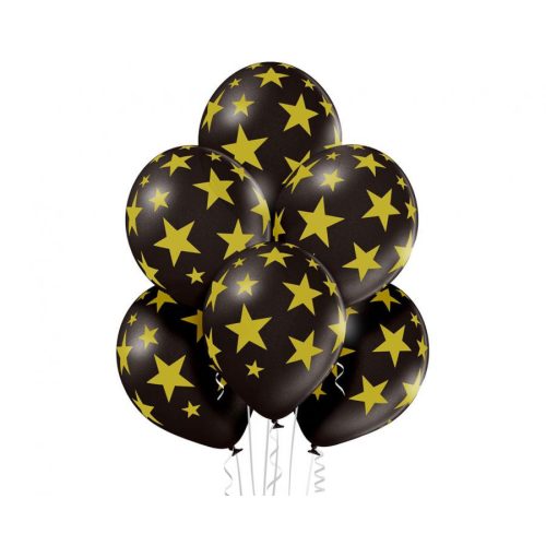 Black Star, Csillagos léggömb, lufi szett 6 db-os 30 cm (12 inch)
