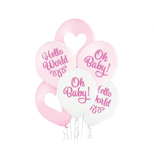 Oh Baby Girl Pastel léggömb, lufi 6 db-os 12 inch (30cm)