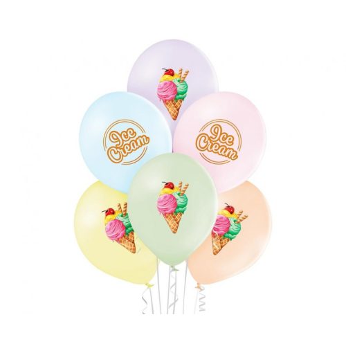 Ice Cream, Jégkrém léggömb, lufi 6 db-os 12 inch (30cm)
