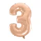 Rose Gold 3-as szám fólia lufi 92 cm