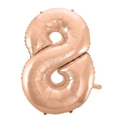 Rose Gold 8-as szám fólia lufi 92 cm