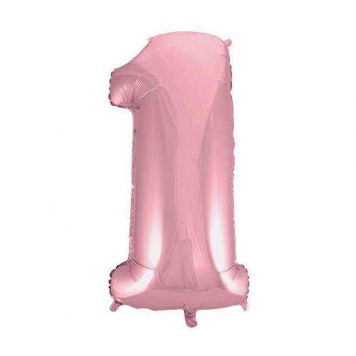 Light Pink, Rózsaszín 1-es szám fólia lufi 92 cm