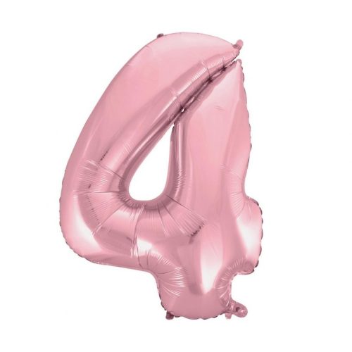 Light Pink, Rózsaszín 4-es szám fólia lufi 92 cm