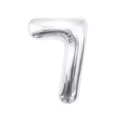 Ezüst Silver 7-es szám fólia lufi 85 cm