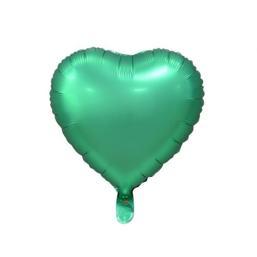 Matt Green Heart, Zöld szív fólia lufi 37 cm