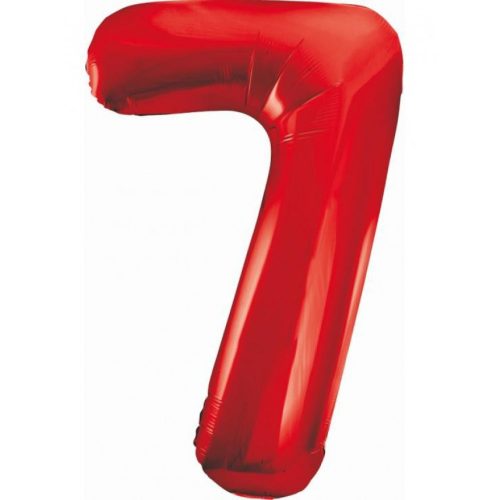 Piros 7-es Red szám fólia lufi 85 cm