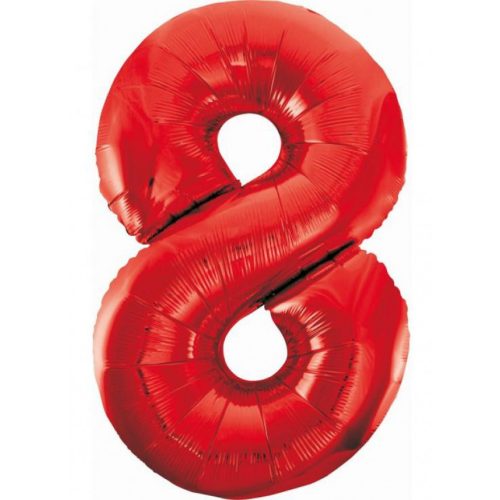 Piros 8-as Red szám fólia lufi 85 cm